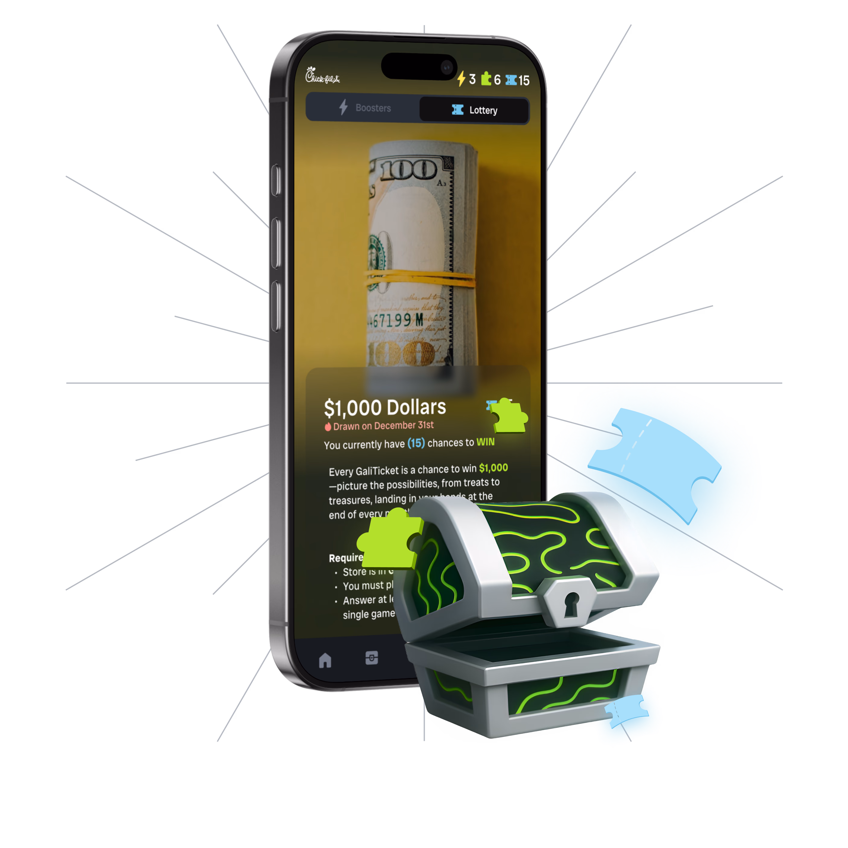 Galilei app — lotería y premios desbloqueables