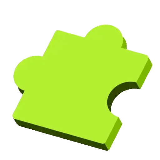 Pieza de puzzle 3D verde lima apareciendo y desvaneciéndose